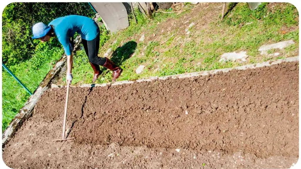 a person is digging in the dirt with a shovel