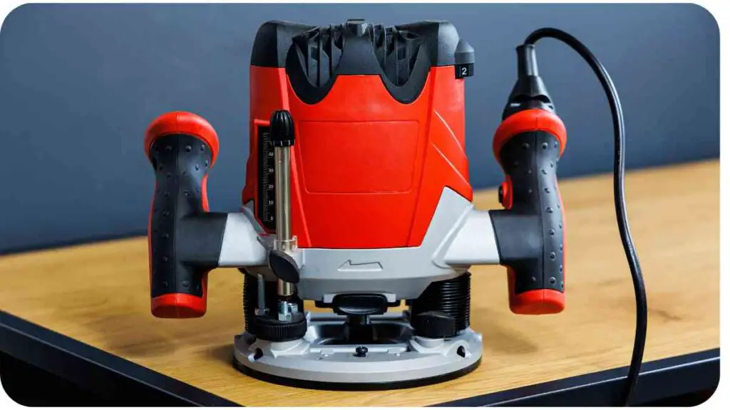 a red and black router sitting on top of a table