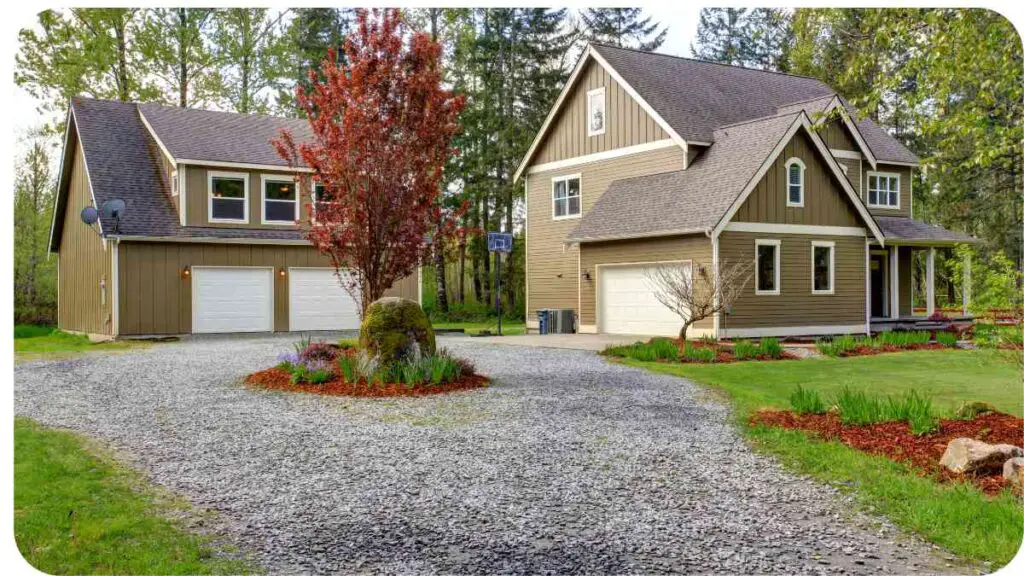 two garages and a driveway in front of a house