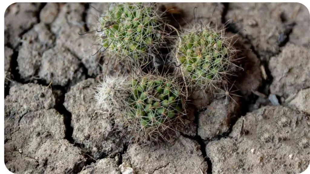 a small cactus plant is growing in the dirt