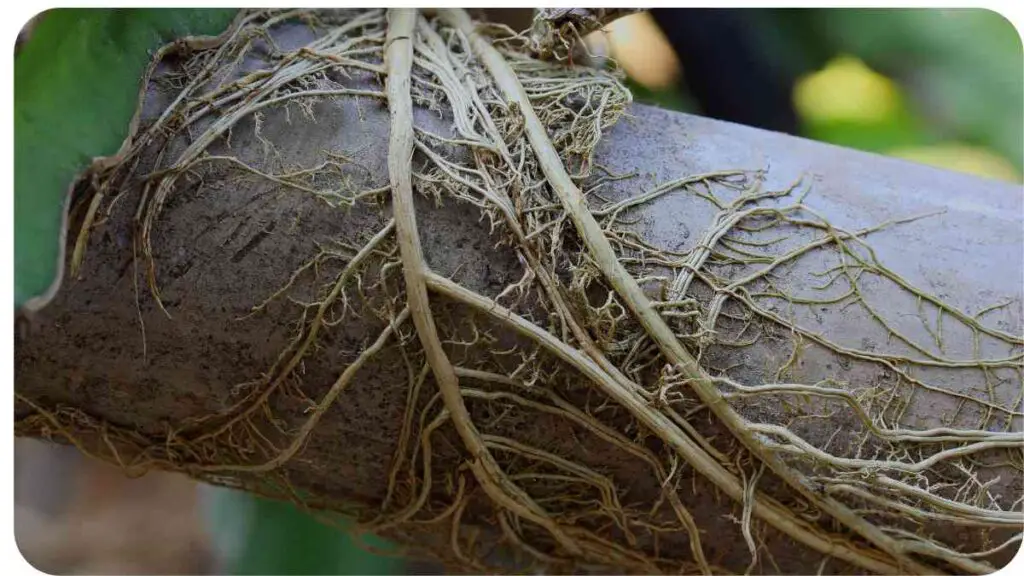 a close up view of the roots of a plant