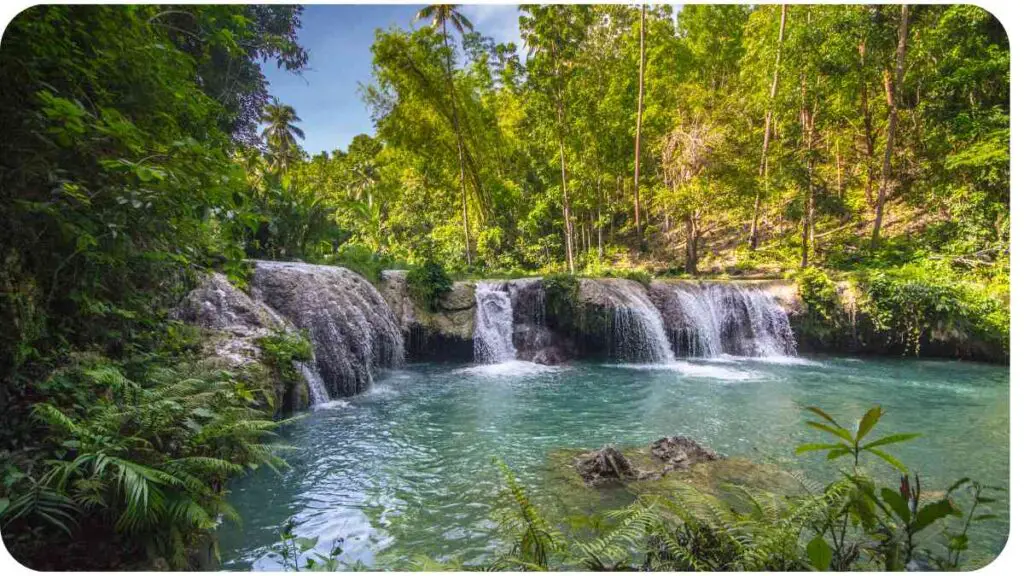 beautiful waterfalls in the tropical forest