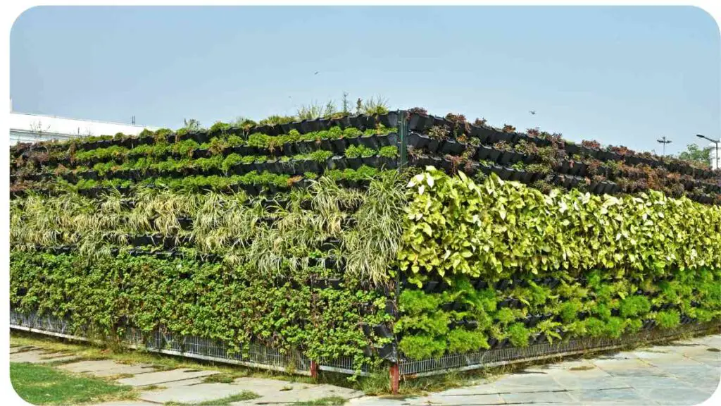 a vertical garden with plants growing on it